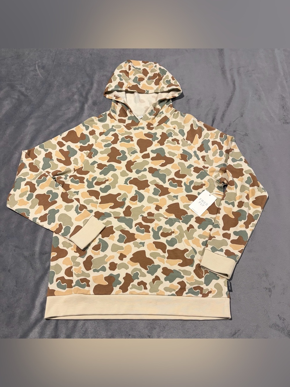 Free Fly Lighweight Hoodie Mens Small Vintage Camo Bamboo Fleece Performance